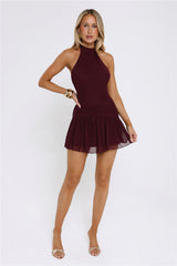 Sundown Soul Halter Midnight Blossoms Mini Dress Plum