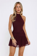 Sundown Soul Halter Midnight Blossoms Mini Dress Plum