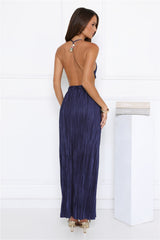 After Dark Love Plisse Maxi Dress Navy