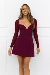 Style Unleashed Long Sleeve Mini Dress Burgundy