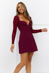 Style Unleashed Long Sleeve Mini Dress Burgundy