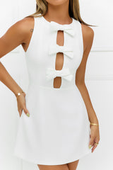 Flirtatious Bow Mini Dress White