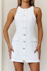 Sleek Vibes Denim Mini Dress White