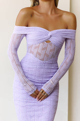 Raegan Mesh Midi Dress Lilac