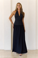 Softly Spoken Love Halter Maxi Dress Black