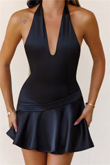 Slow Dancer Halter Mini Dress Black