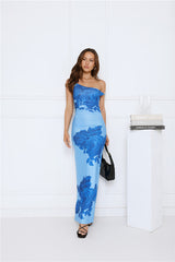 The Darling Edit Off Shoulder Maxi Dress Blue