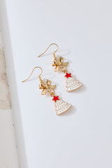 Frosted Christmas Tree Earrings Gold