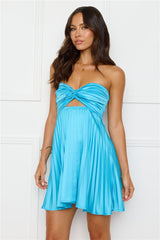 Pop Star Party Satin Strapless Mini Dress Blue