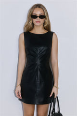 Diva Glaze PU Mini Dress Black