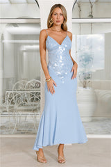 Sea Glow Sequin Maxi Dress Blue