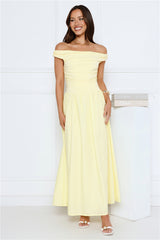 Camellia Charm Off Shoulder Maxi Dress Yellow
