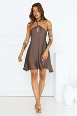 Sunset Muse Halter Mini Dress Brown