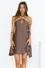 Sunset Muse Halter Mini Dress Brown