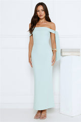 Luxe Fantasy Off Shoulder Maxi Dress Mint