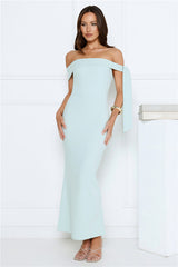 Luxe Fantasy Off Shoulder Maxi Dress Mint