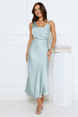Pretty in Passion Satin Maxi Dress Sage