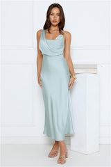 Pretty in Passion Satin Maxi Dress Sage