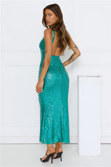 Big Deal Energy Sequin Maxi Dress Green