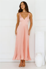 Dream Whispers Pleated Maxi Dress Pink