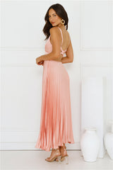 Dream Whispers Pleated Maxi Dress Pink
