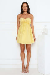 Sunset Wanderlust Strapless Mini Dress Yellow