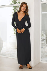 Gatekeep Long Sleeve Maxi Dress Black