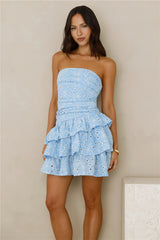 Pretty Priority Strapless Mini Dress Blue