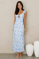 Rosé Midi Dress Blue