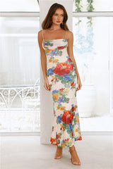 Vivid Allure Mesh Maxi Dress Print