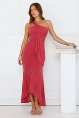 Scene Queen One Shoulder Maxi Dress Rose