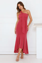 Scene Queen One Shoulder Maxi Dress Rose