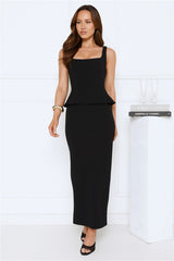 Sculpted Grace Maxi Dress Black