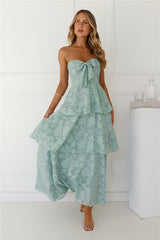 Whimsy In Wonderland Strapless Maxi Dress Sage