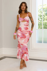 Petal Rush Mesh Maxi Dress Pink