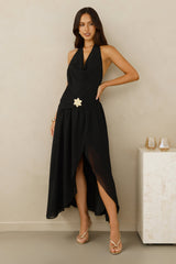 Driftwood Dream Halter Maxi Dress Black