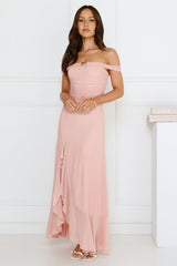 Sprinkle Spark Off Shoulder Mesh Maxi Dress Pink