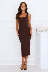 Easy Does It Knit Midi Dress Brown