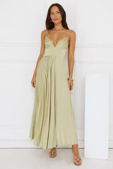 Exclusive Invite Satin Maxi Dress Lime