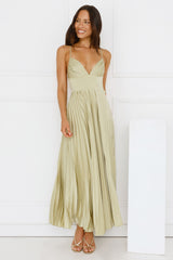Exclusive Invite Satin Maxi Dress Lime