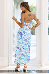 Blossom Waltz Maxi Dress Blue