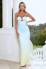 Poetic Glow Strapless Maxi Dress Ocean