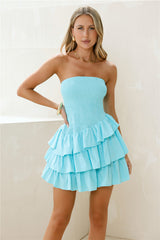 Priscilla Strapless Mini Dress Blue