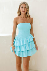 Priscilla Strapless Mini Dress Blue