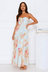 She’s the Blueprint Strapless Maxi Dress Print