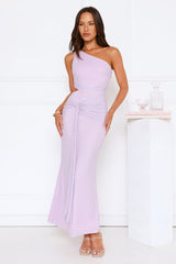 Style Capital One Shoulder Mesh Maxi Dress Lilac