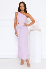 Style Capital One Shoulder Mesh Maxi Dress Lilac