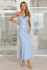 Sea Glow Sequin Maxi Dress Blue