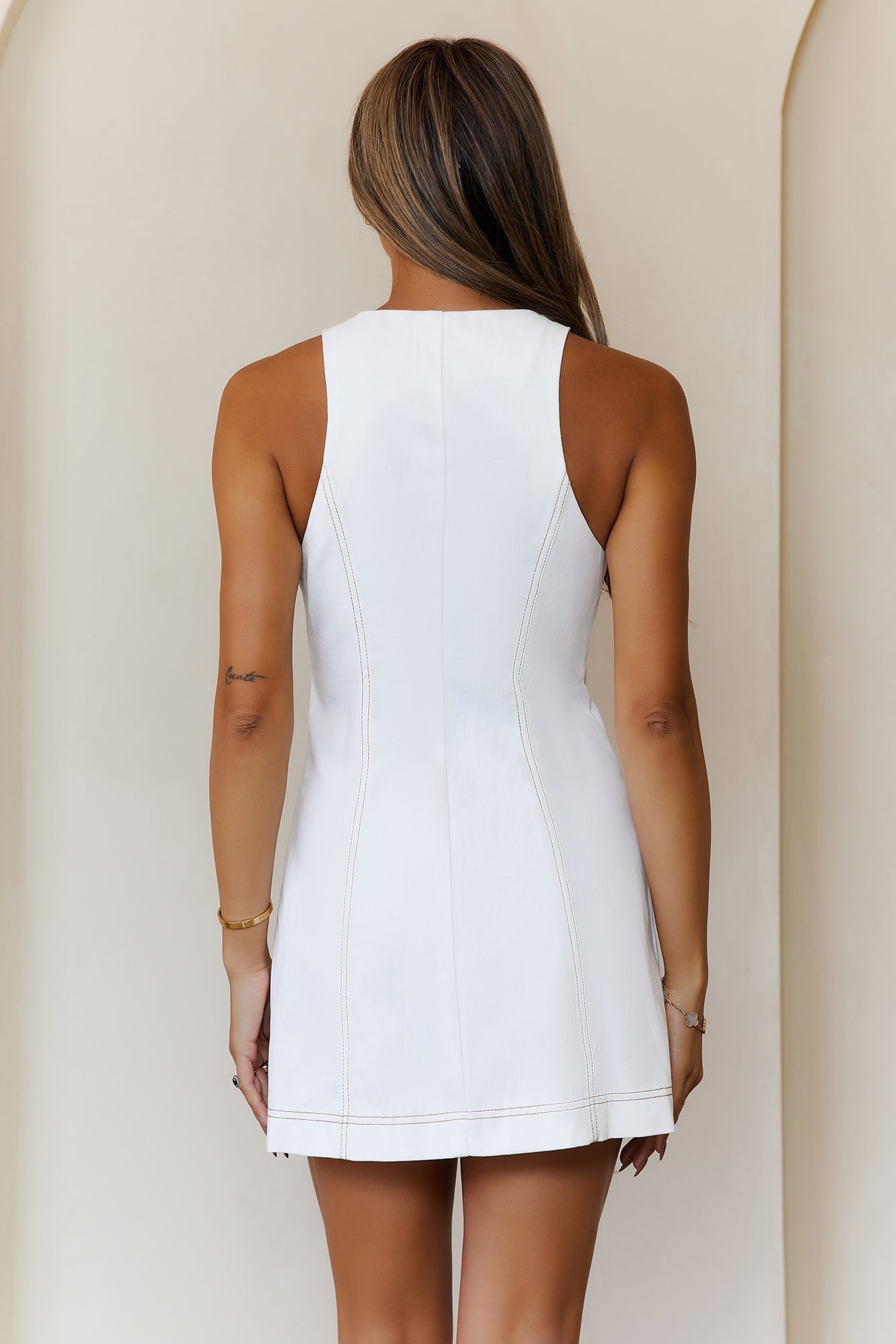Sleek Vibes Denim Mini Dress White