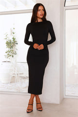 Simple Sophistication Long Sleeve Maxi Dress Black